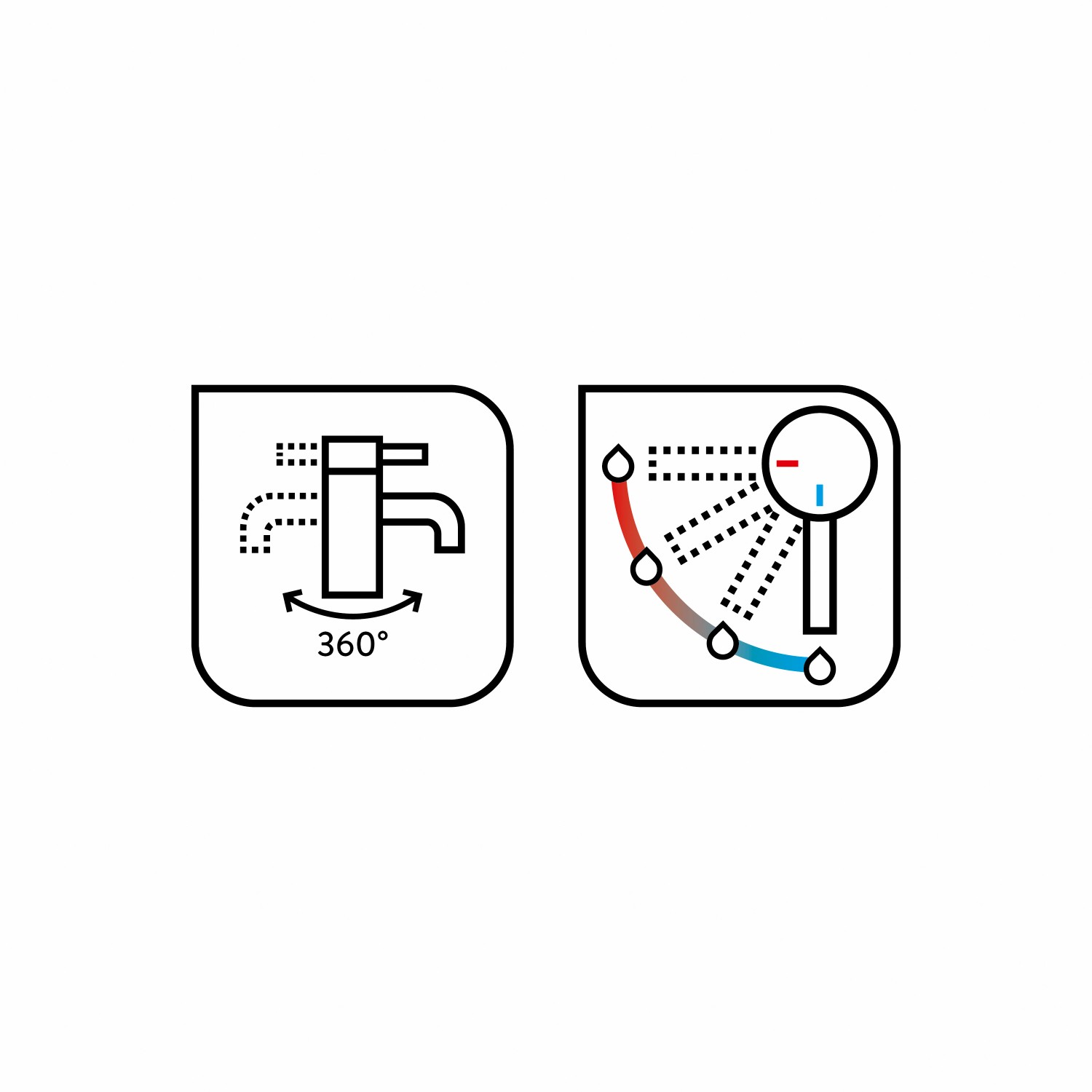 Icons: 360° schwenkbare Küchenarmatur und Kaltstart-Funktion.