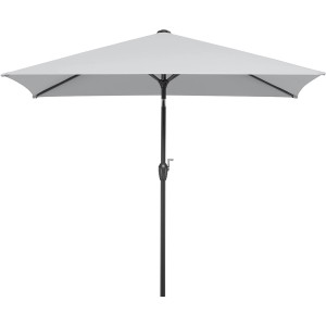 Schneider Marktschirm, 210x130 cm, silbergrau, mit Kurbel. Rechteckiger Sonnenschirm für Balkon und Garten.