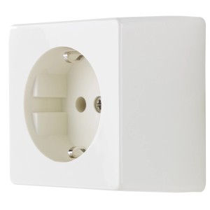 Weiße REV Ritter Aufputz-Steckdose Standard für den Innenbereich.