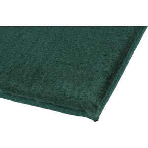 Detailansicht: Dunkelgrüner Hochflor-Teppich (80x140 cm) für gemütliches Wohnambiente.