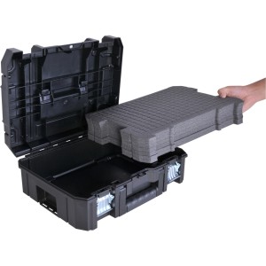 Stanley FatMax Tstak Werkzeugkoffer mit Schaumstoffeinlage, offen.