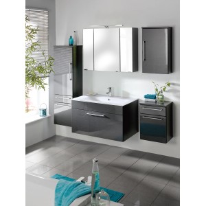 Posseik Bad-Hochschrank Heron, Anthrazit, 40 cm breit, Teil einer Badezimmer-Kombination.