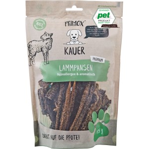 Primox Hunde-Snack Kauer Premium Lammpansen, 175g Packung. Getrocknete Natursnacks für Hunde.