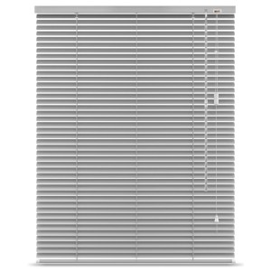 Silbermatte Alu Jalousie Sol Royal Klemmfix mit Lamellen, Zugschnüren und Einstellstab. Ideal als Fenster Sichtschutz.