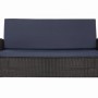 Marineblaues Gartenkissen-Set für 2-Sitzer Polyrattan-Gartensofa, 100x50x50 cm.