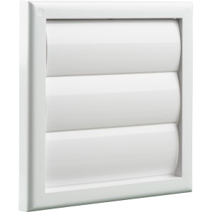 Weiße Jalousieklappe System 125 aus Kunststoff für Lüftungsgitter.