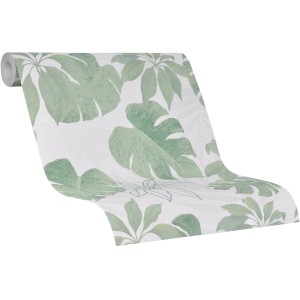 Marburg Vliestapete Avalon mit Dschungel-Motiv in Beige und Grün.