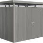 Biohort HighLine Metall-Gerätehaus, 4,6 m², Quarzgrau-Metallic mit Einzeltür.