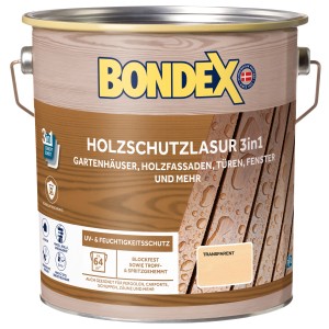 Dose Bondex Holzschutzlasur 3in1 Farblos, 4 Liter. Holzlasur für Gartenhäuser, Zäune und mehr.