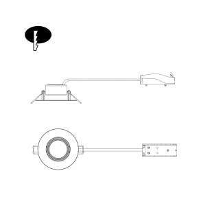 Technische Zeichnung: Philips Cilantro LED Einbauspot 5W, 3er-Set. Details zu Einbautiefe und SceneSwitch Funktion.
