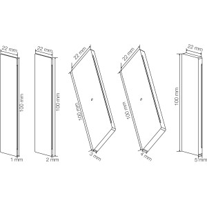 Abstandmontageclips in 5 Stärken (1-5 mm) für Fenster-Zubehör, zum Ausgleichen von Wand- und Deckenunebenheiten.
