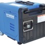 Blauer Hyundai Inverter-Generator HY4500SEi D, ein kompakter Stromerzeuger mit Rädern und Tragegriff.