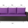 Violettes Gartenkissen-Set für 3-Sitzer Polyrattan-Gartensofa, 150x60x50 cm.