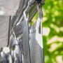 Siena Garden Seitenteile Silber-Grau für Schattenmanufaktur, Detailansicht Vorhang und Gardinenstange.