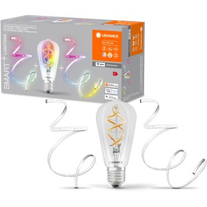 Ledvance Smart+ Filament Edison E27 mit LED-Lichtstreifen, steuerbar per App.