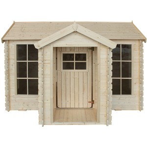 Timbela Kinderspielhaus aus Holz M520 2,63 m² mit Boden und Villa-Design