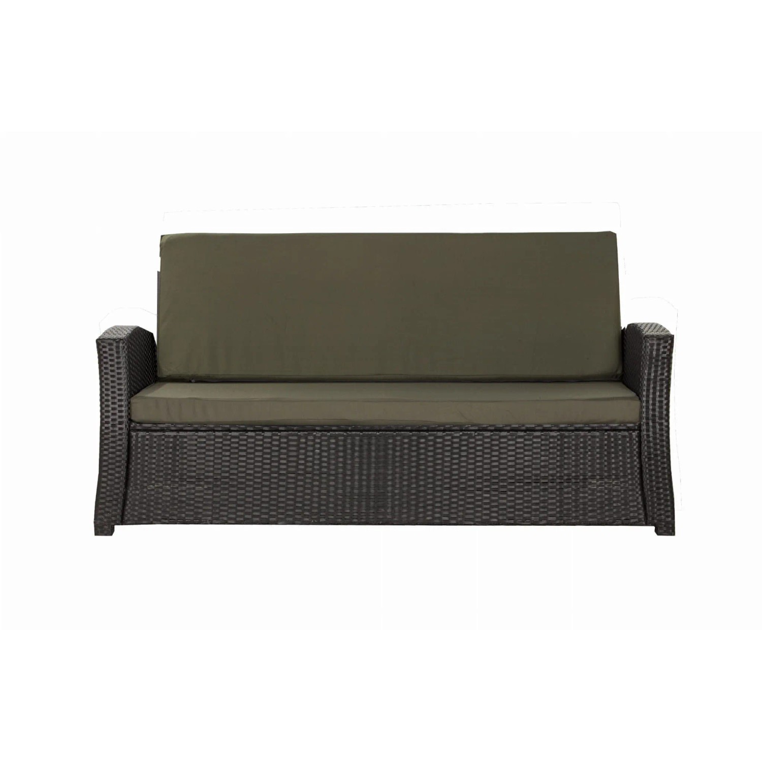 Grünes Gartenkissen-Set für 2-Sitzer Polyrattan Gartensofa (160x50x50cm).