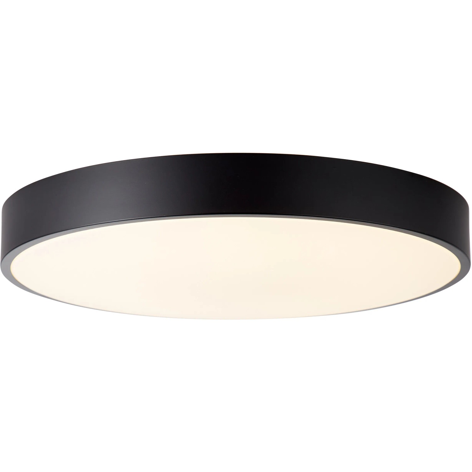 Flache, runde LED-Deckenleuchte Slimline, Ø 49 cm, in Weiß und Schwarz.
