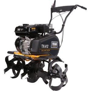 Texas TX612TG Benzin-Motorhacke mit Dual Shaft System, gelb und schwarz.
