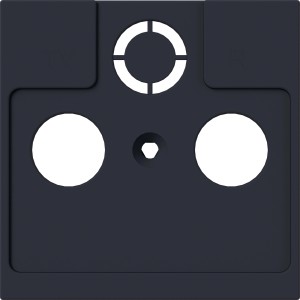 Schwarze SAT-Abdeckung Leonie mit drei Aussparungen für SAT-Boxen.