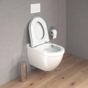 Duravit WC-Set Starck 3, spülrandlos, mit WC-Sitz, wandhängend, in Weiß.