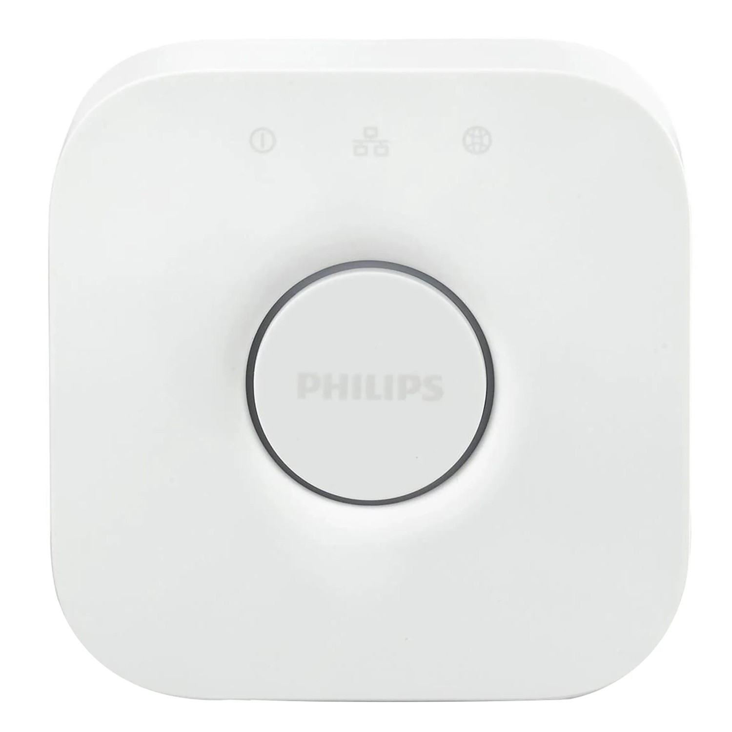 Weiße Philips Hue Bridge zur Steuerung von Hue Leuchten.