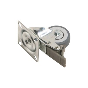 Apparate-Lenkrolle mit Platte, Feststeller und Kugellager, Ø 50 mm, 45 kg Traglast.