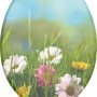 WC-Sitz Surumu mit Blumenwiese Dekor auf Holzkern. Toilettendeckel mit Metallscharnieren.