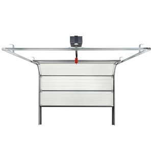 Geöffnetes IsoMatic Garagentor, 2500x2125 cm, reinweiß, mit Antrieb.