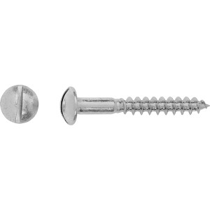 Linsensenkkopf Holzschraube, 4x20 mm, Schlitz-Antrieb, silberfarben.