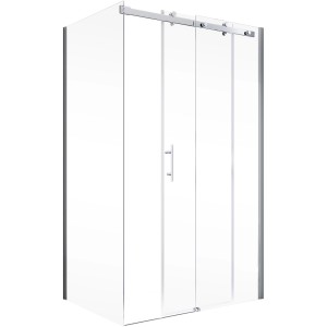 Schulte Eckdusche mit Gleittür und Seitenwand Alexa Style 2.0, 120x80x200 cm, Echtglas klar hell.