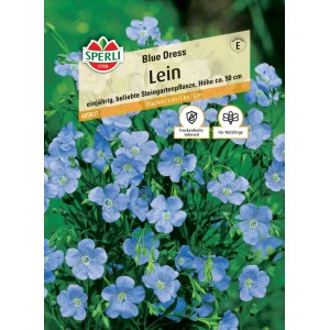 Sperli Saatgut Lein Blue Dress: Packung mit blauen Leinblumen, ideal für Steingärten.