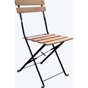 Klappbarer Balkonstuhl Acari aus Akazienholz und Stahl, Teil des 3-teiligen Balkon-Sets.