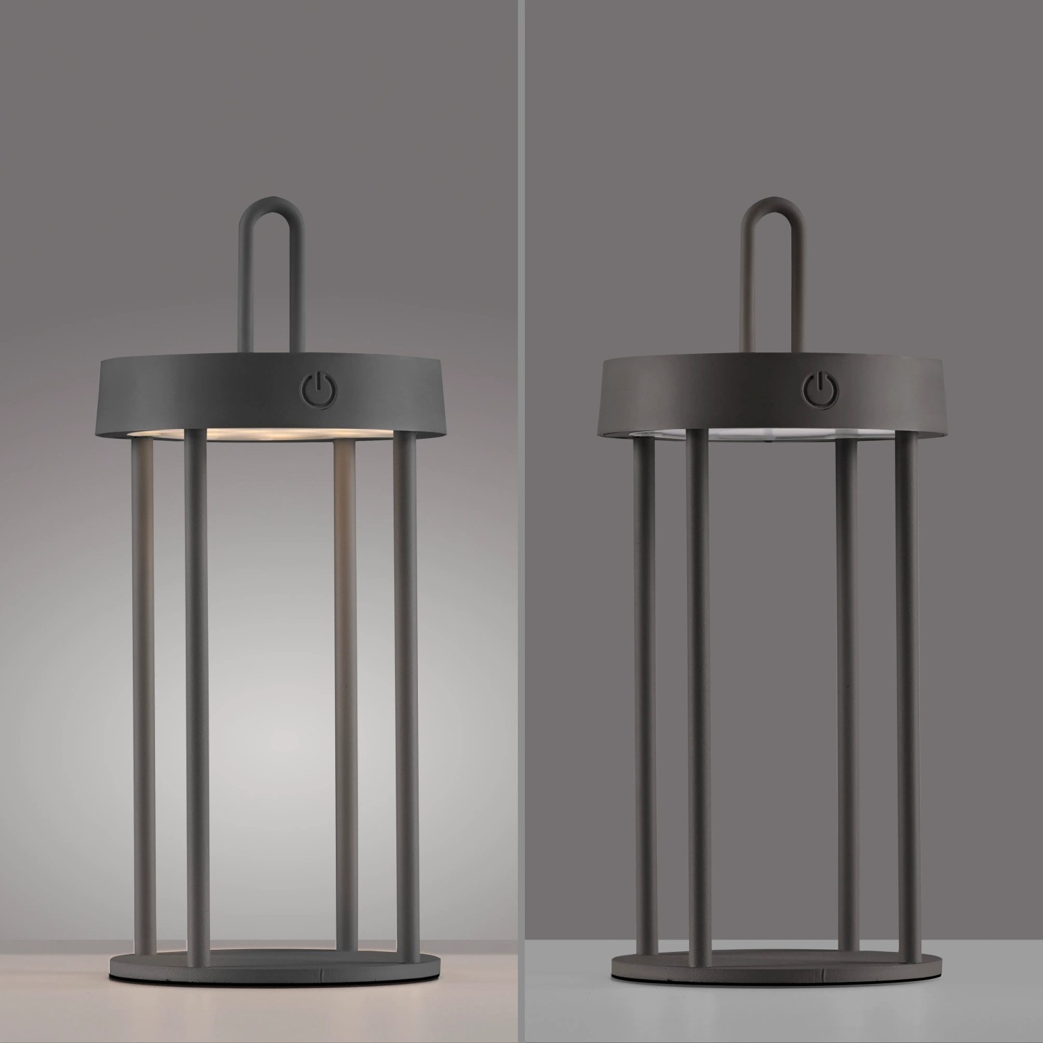 Just Light LED-Akku-Tischleuchte Anselm, schwarz, mit warmweißem Licht und Touchdimmer.