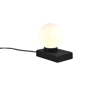 Schwarze Trio Tischleuchte Davi II mit Opalglaskugel, 15x12 cm, für stimmungsvolles Licht.