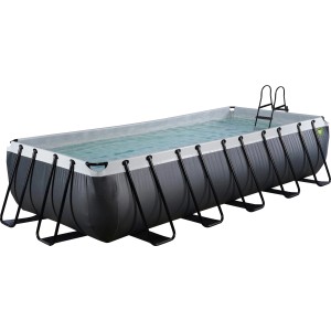 Rechteckiger Exit Black Leather Pool 540x250x100 cm mit Leiter und Sandfilterpumpe.