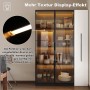 okwish Vitrine mit LED Glastür Rollschrank Esszimmer 110x35x160cm Weiß Schwarz_10
