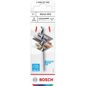 Bosch Spiralbohrer-Set Metal HSS CYL-Schaft Ø 2 mm x 24 mm x 49 mm 2-tlg.