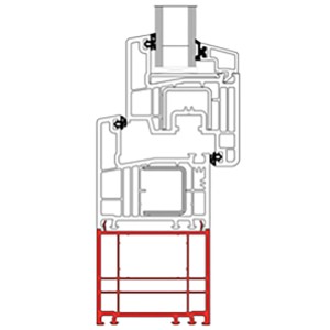 Querschnitt des weißen KM Meeth Verbreiterungsprofils für Fenster, 60x70x1400 mm.
