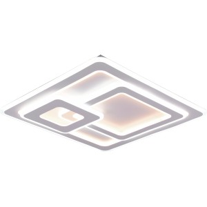 Weiße, moderne LED-Deckenleuchte Mita von Trio mit quadratischem Design für Wohn- und Schlafzimmer.