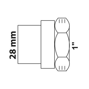 Abbildung einer blanken Kirchhoff Übergangsmuffe 28 mm x 30,3 mm (1 IG).