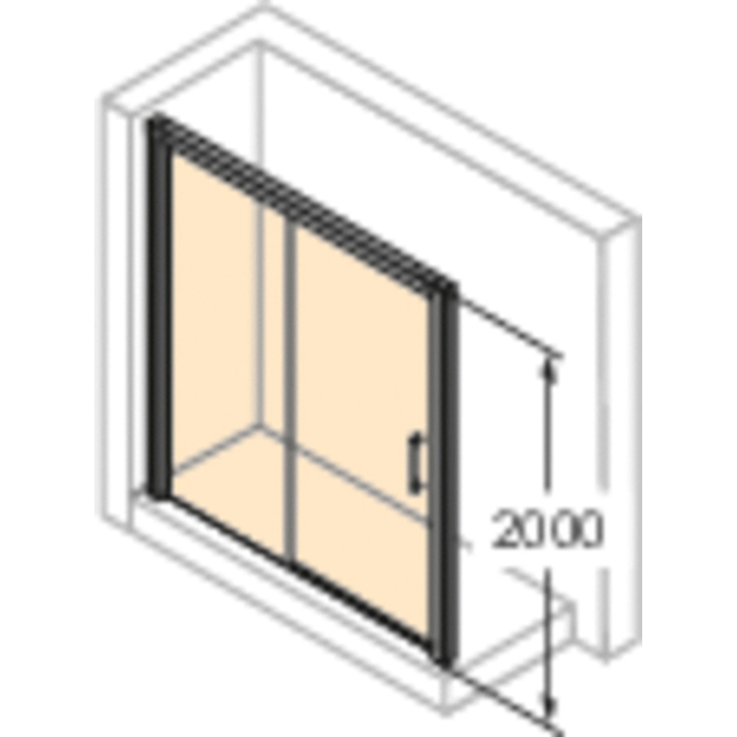 Hüppe EasyEntry Gleittür, 100x200cm, Silber Hochglanz, teilgerahmte Duschtür mit festem Segment.