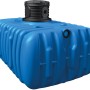 Blauer 4rain Flat M Flachtank 3000 l für die Regenwassernutzung im Garten, mit schwarzem, begehbarem Deckel.