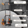 DURHAND Treppensteiger, schwarz-orange, mit Teleskopgriff, Stahlrahmen und 6 Rädern für Lastentransport.