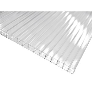 Transparente Hohlkammerplatte (16 mm, 200x98 cm) für Kunststoffbedachung.