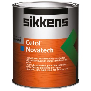 Sikkens Holzlasur Cetol Novatech Alt-Kiefer 1l Dose. Orange-braunes Etikett mit Holzmaserung, für UV-Schutz und Wetterbeständigkeit.