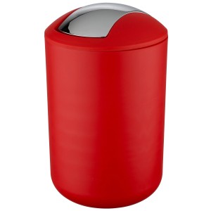 Roter Wenko Schwingdeckeleimer Brasil, 6,5 Liter, für Bad und WC.