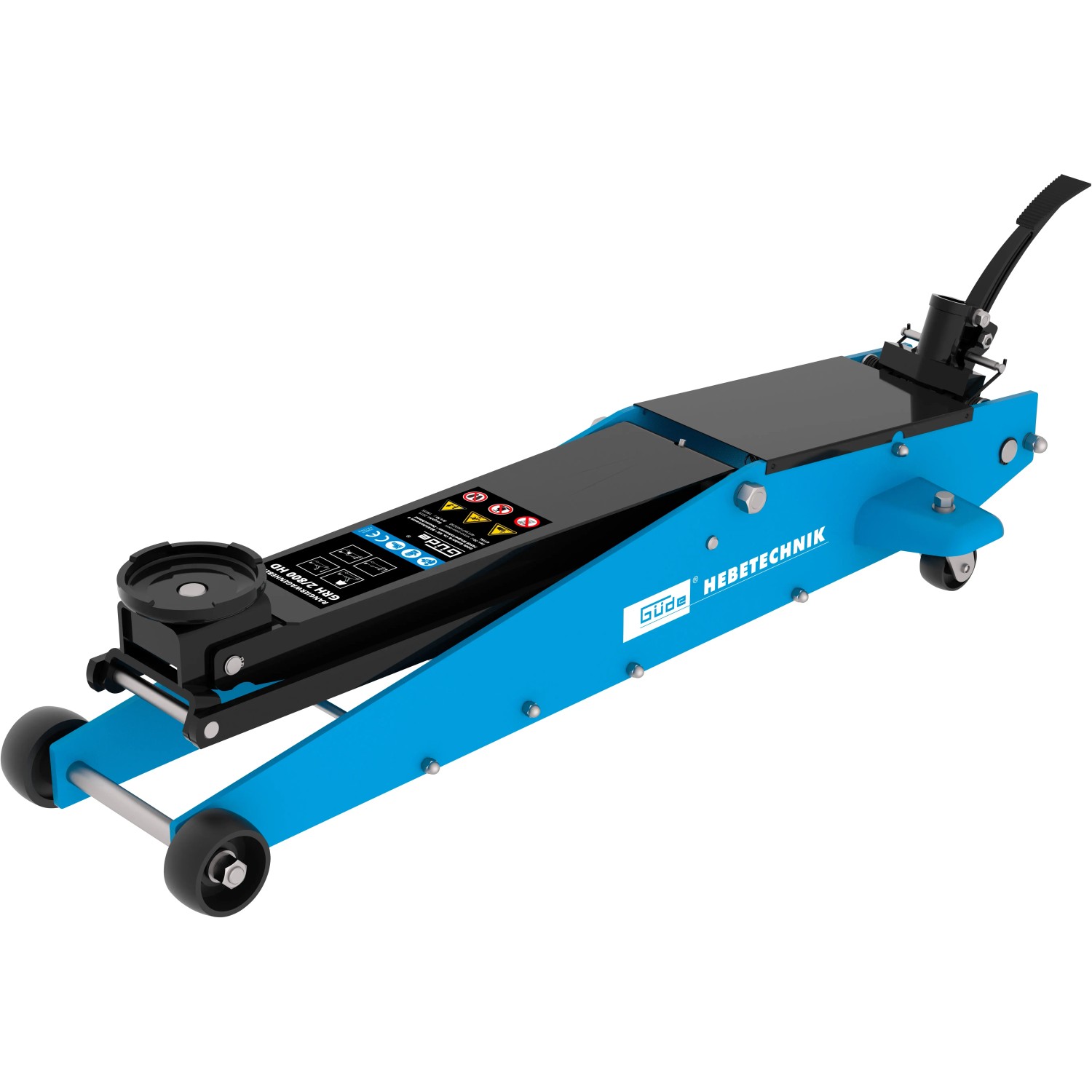 Güde Rangierwagenheber GRH 2/800 HD, 2 t, blau, mit Rollen und extra langem Rahmen.