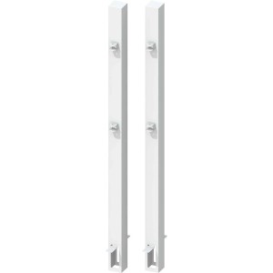 Weißes Torpfostenset zum Einbetonieren, 85 cm hoch, mit angeschweißten Kloben für Doppeltore.