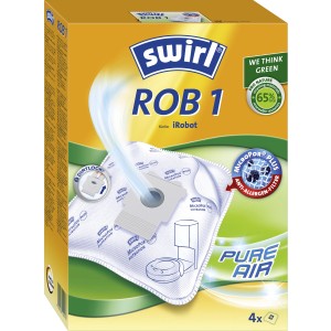 Swirl ROB1 Staubsaugerbeutel für iRobot, 4 Stück, mit Anti-Allergen-Filter.